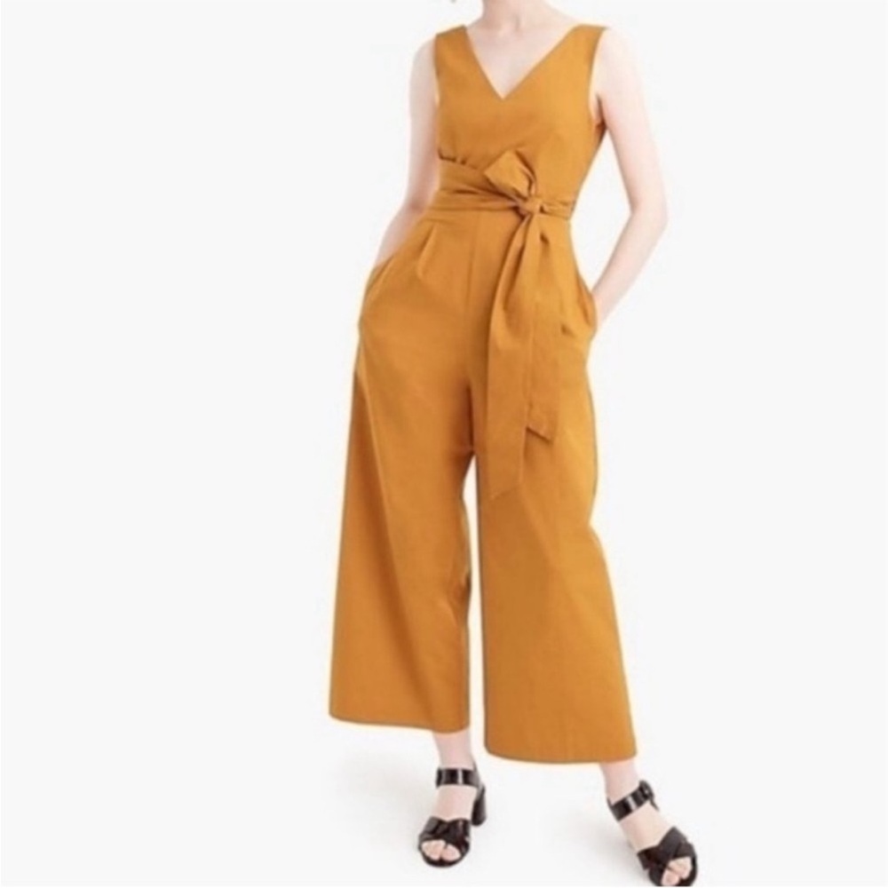 J. Crew Mustard Wrap-Tie Wide Leg Jumpsuit
